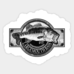 Largemouth Bass Vintage Black & White Sticker